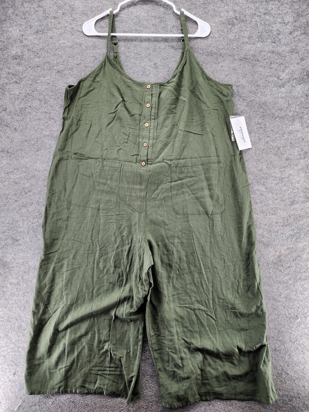 Swimsuits For All Overalls Jumpsuit Womens 18 Green Sleeveless Wide Leg
